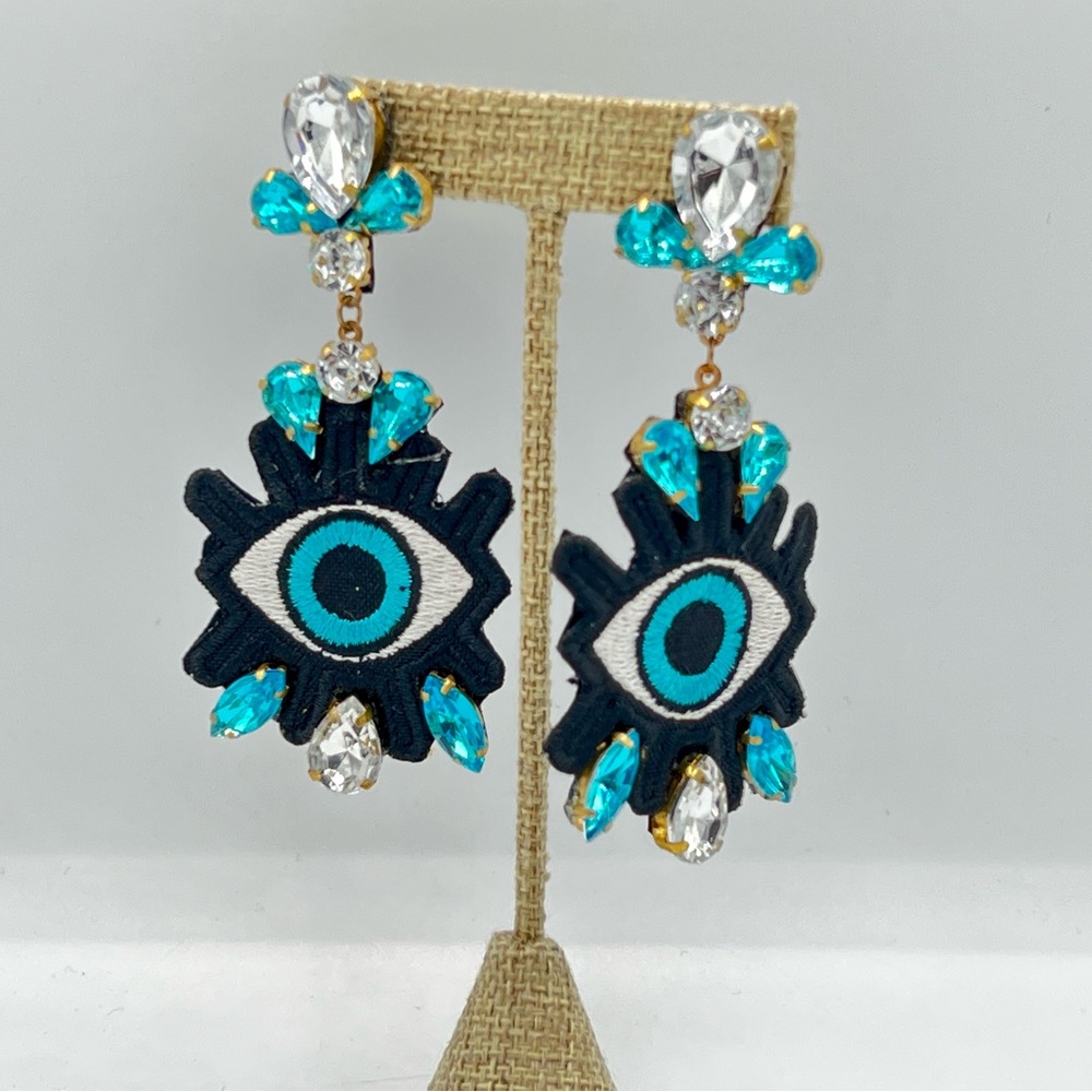 Artisan creation eyeball eye pierced earrings dangles unique handmade